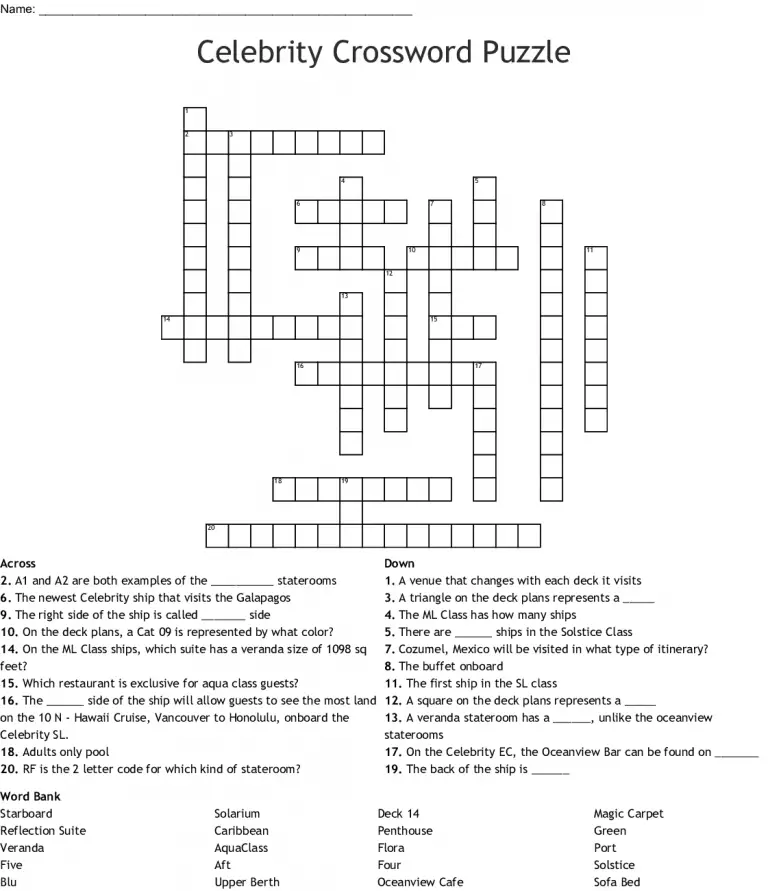 10 Tricky Celebrity Crossword Puzzles KittyBabyLove