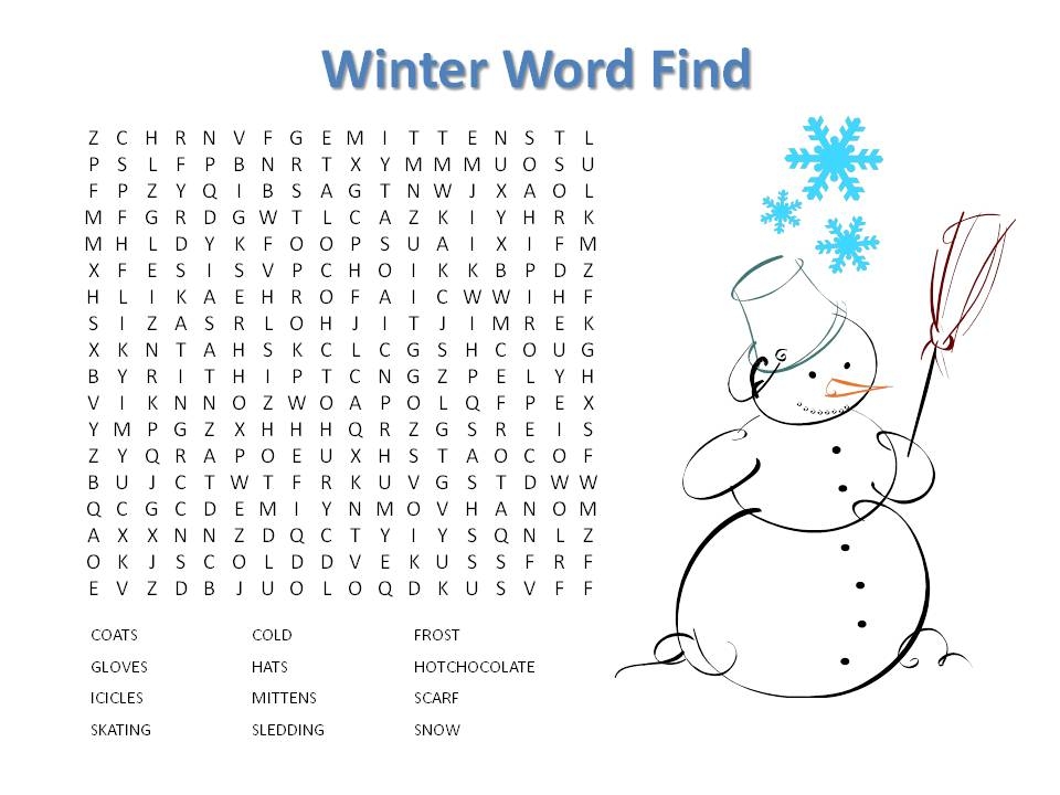 5 Best Images Of Winter Word Search Puzzles Printable Free Printable