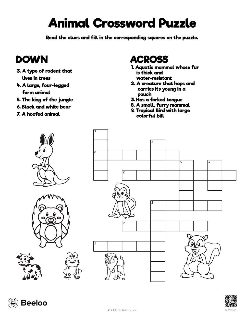 Animal Crossword Puzzle Beeloo Printable Crafts For Kids qy7MVEGOR Animal Crossword Puzzle Beeloo Printable Crafts For Kids qy7MVEGOR
