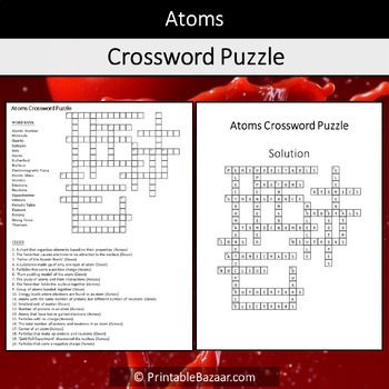 Atoms Crossword Puzzle Worksheet Activity By Crossword Corner TPT