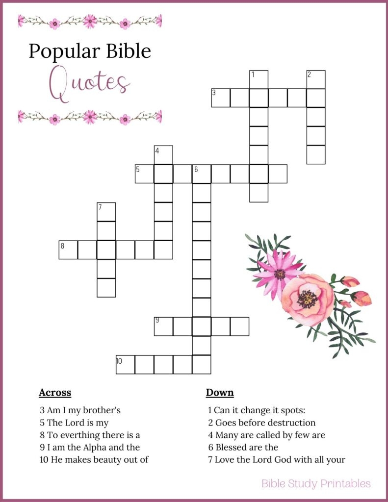 Bible Crossword Puzzles Free Printable FREE Printable HQ