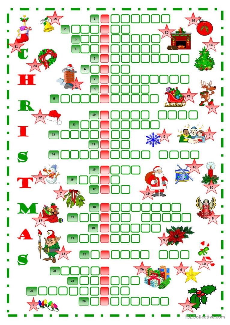 Christmas Crossword Crossword English ESL Worksheets Pdf Doc