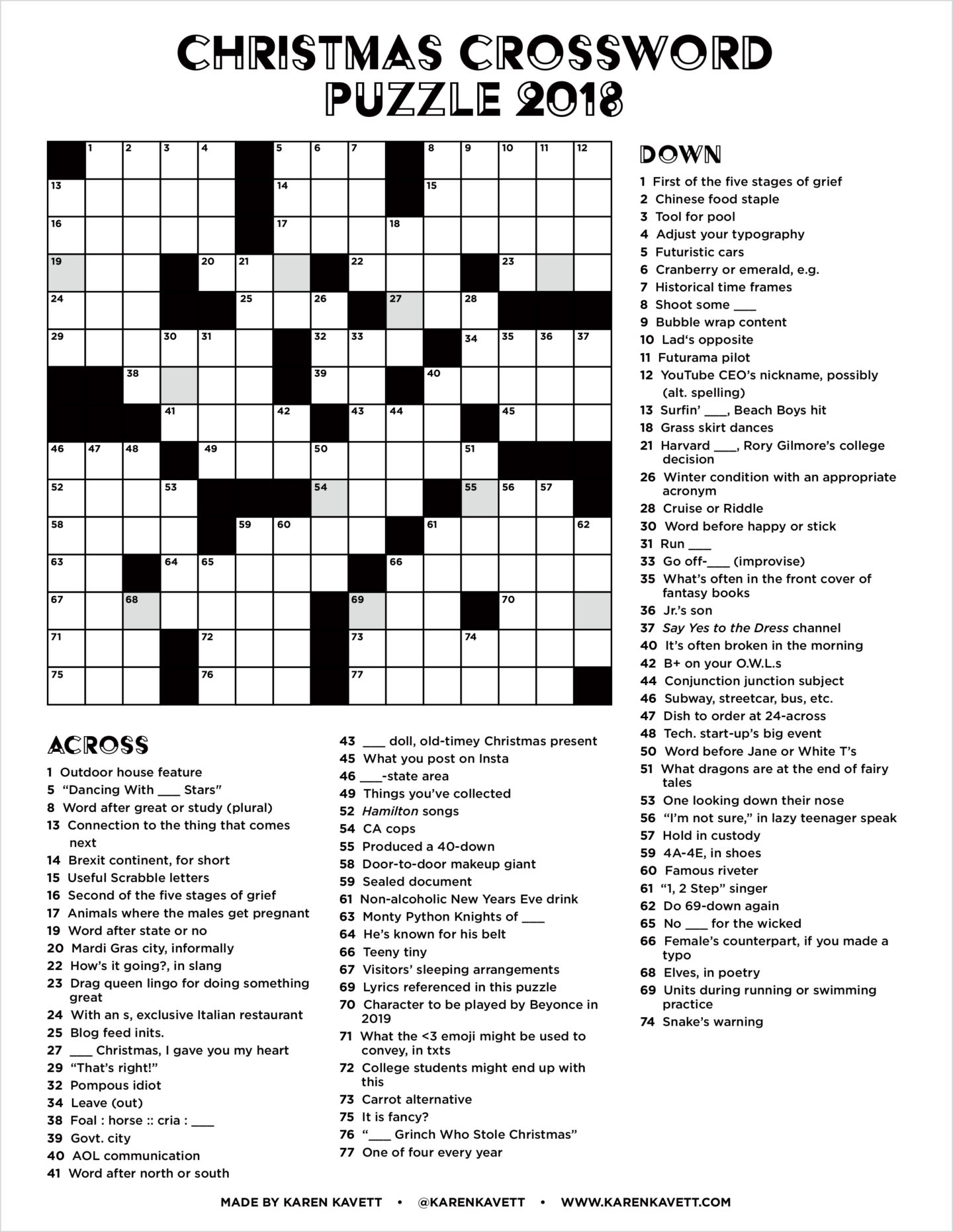 Christmas Crossword Puzzle Adults Free Crossword Puzzles Printable