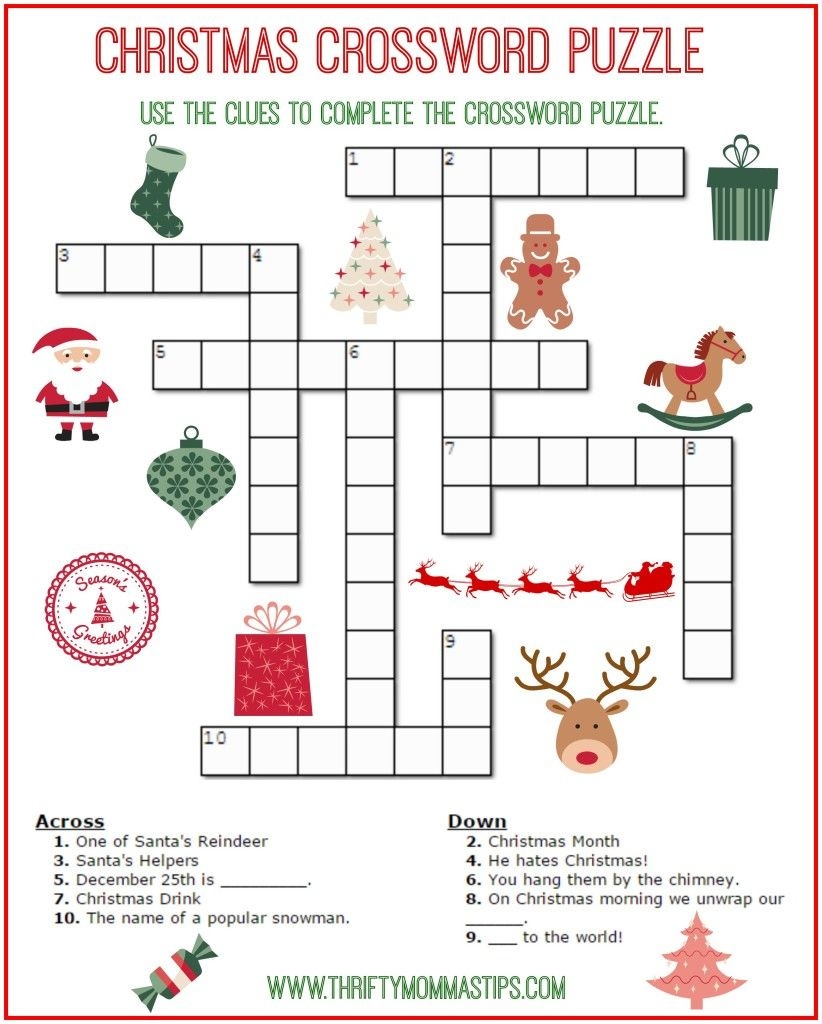 Christmas Crossword Puzzle Free Printable FREE Printable A Z