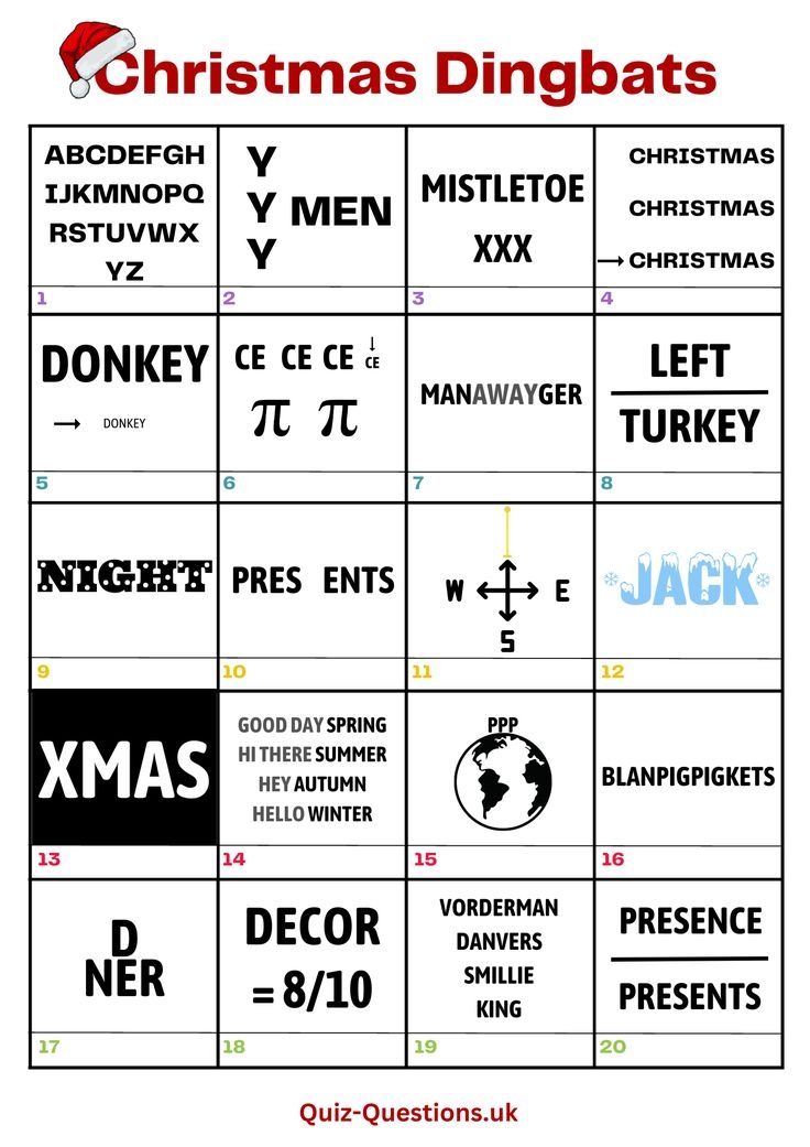 Christmas Dingbat Picture Puzzles Printable Christmas Quiz Christmas 