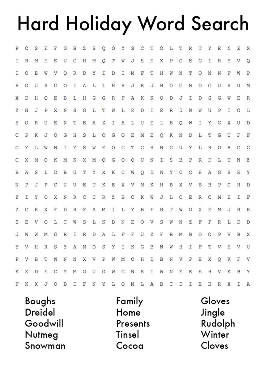 Christmas Word Puzzle Word Search Printables Holidappy