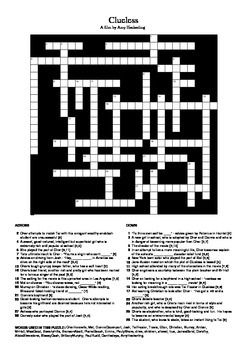 Clueless Movie Crossword Puzzle In 2024 Crossword Puzzle Word 