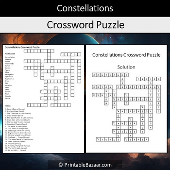 Constellations Crossword Puzzle Worksheet Activity By Crossword Corner Constellations Crossword Puzzle Worksheet Activity By Crossword Corner