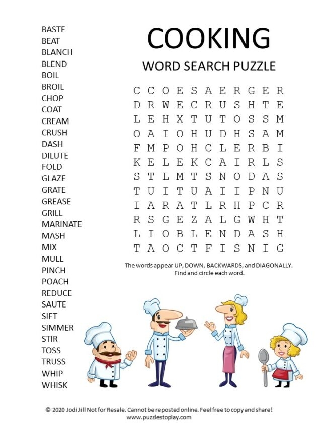 Cooking Word Search Puzzles Printable Word Search Maker