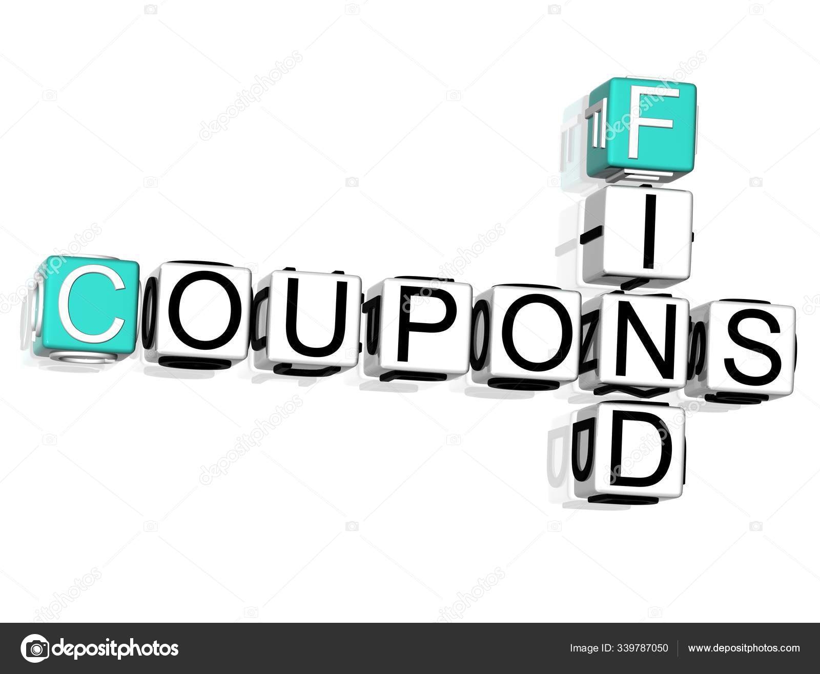 Coupons Find Crossword Text White Background Stock Photo 