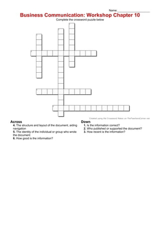 CROSSWORD BUSINESSCOMMUNICATION CHAPTER 10 pdf