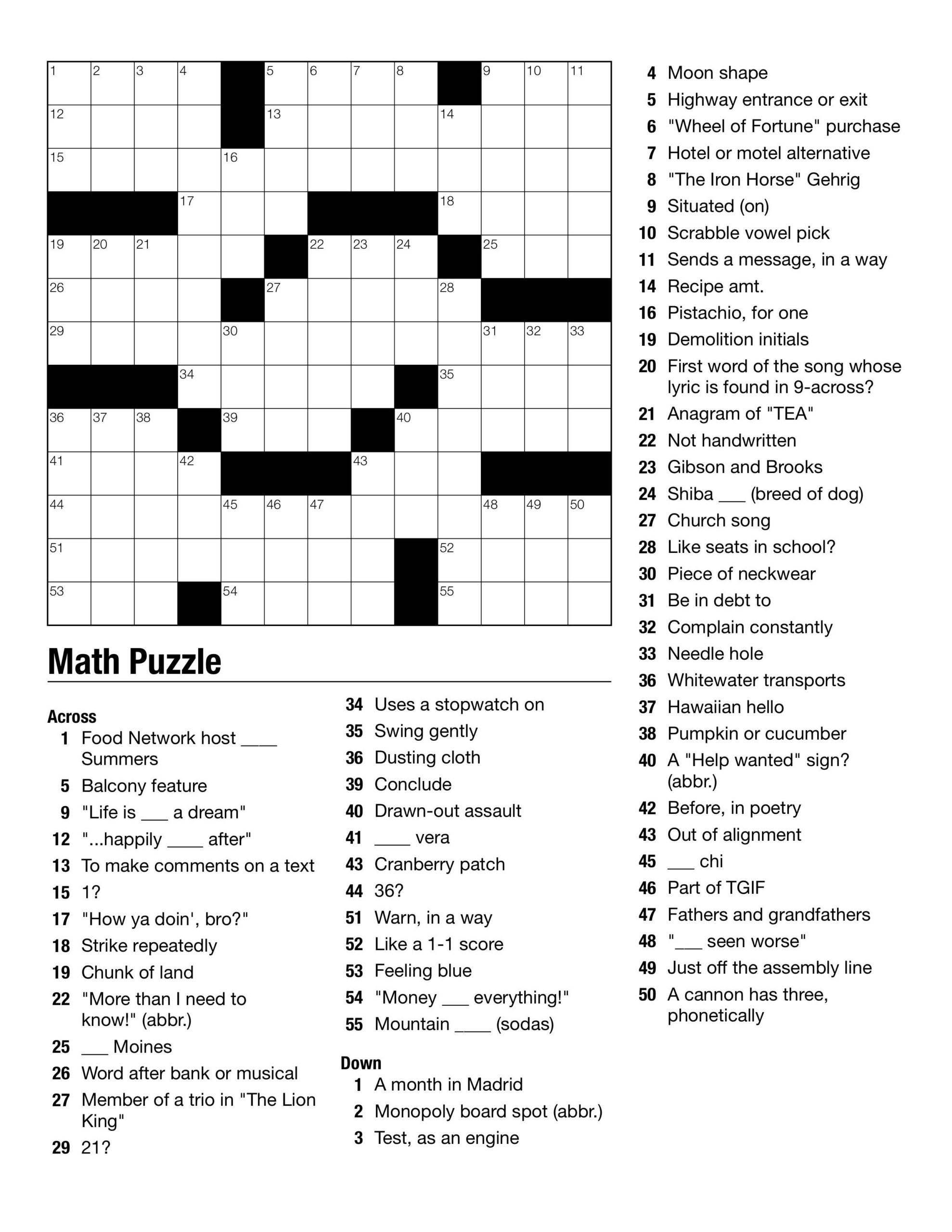Crossword Clues And Solutions