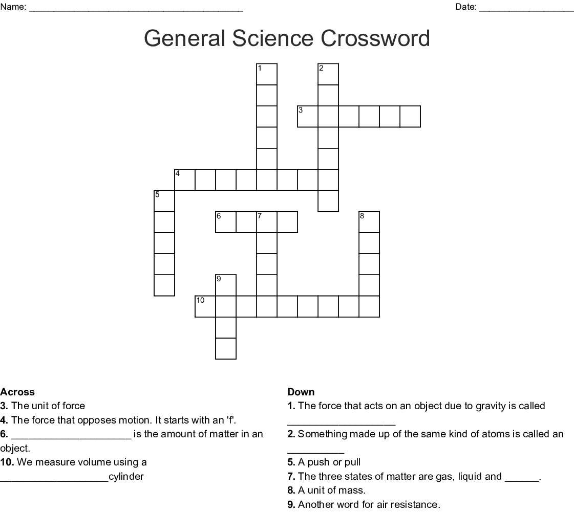 Crossword Puzzle Science Printable Printable Templates Crossword Puzzle Science Printable Printable Templates