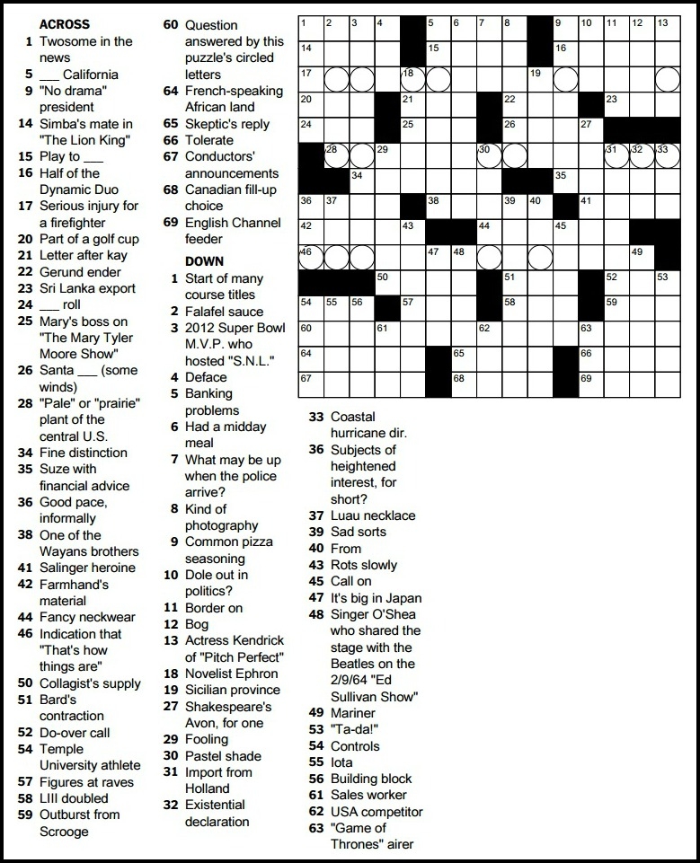 Crossword Puzzles New York Times Printable