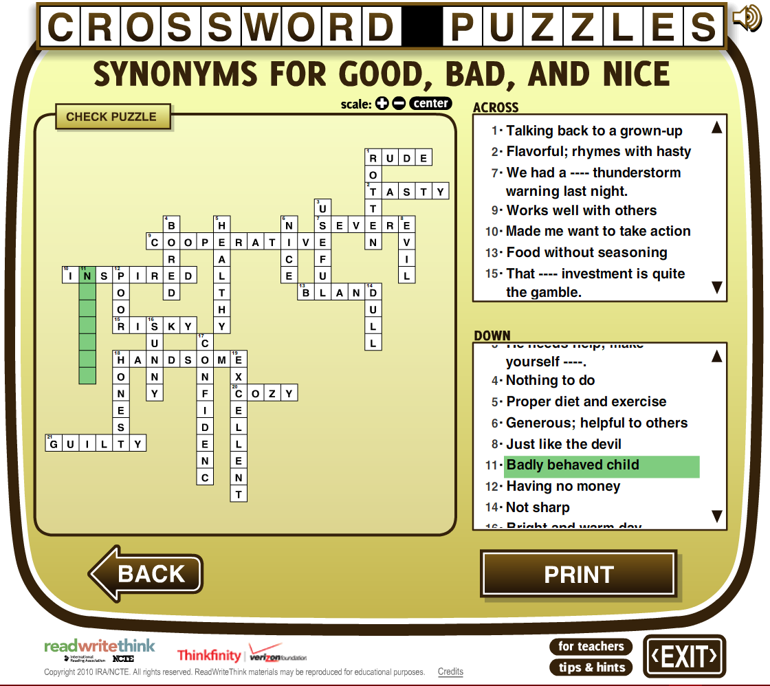 Crossword Puzzles Play Online On Flash Museum 