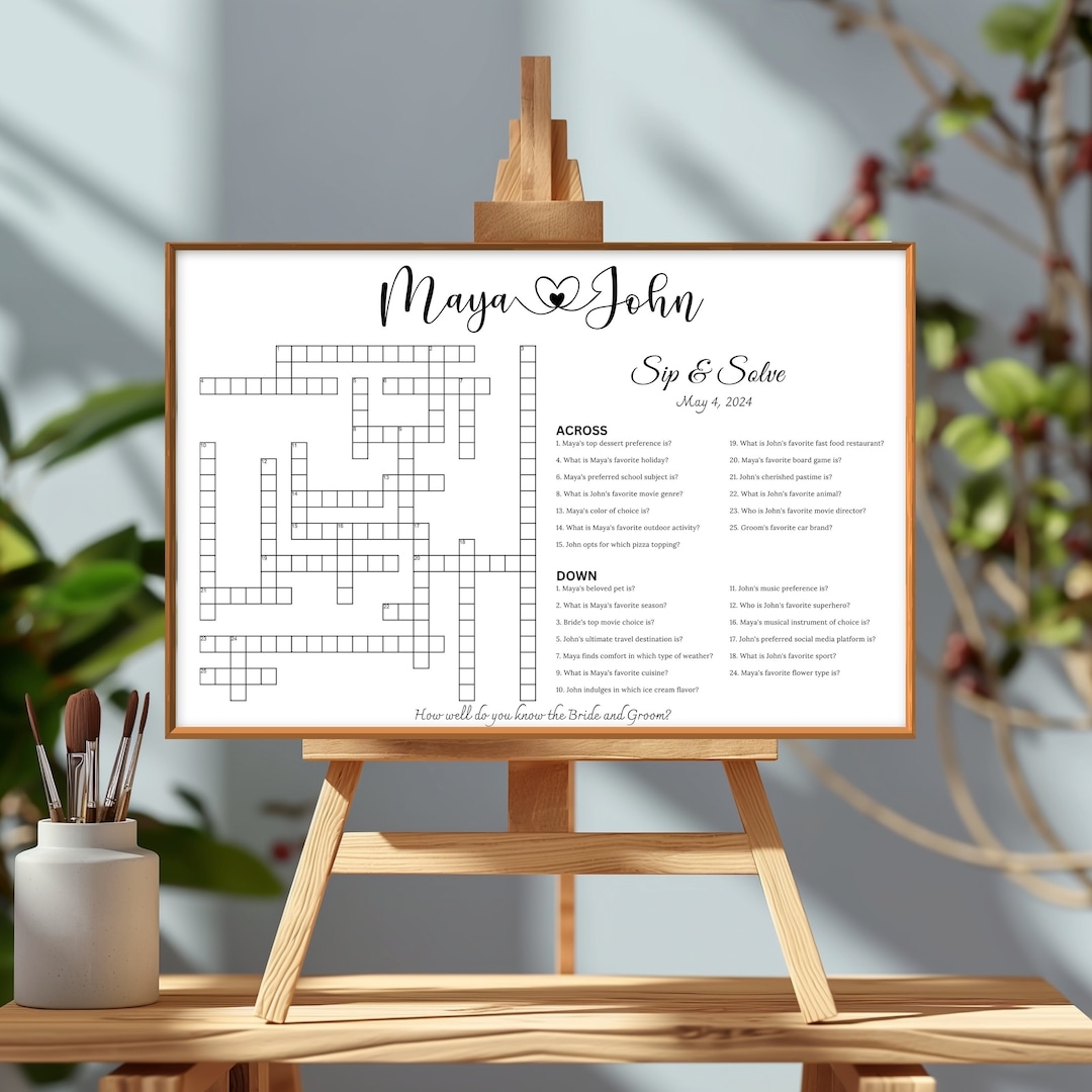 Custom Crossword Puzzle Giant Crossword Puzzle Sip Solve Puzzle 