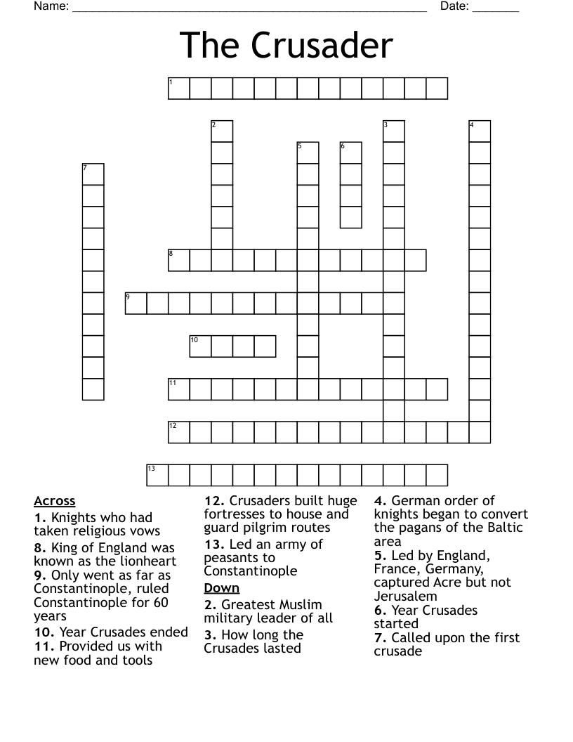 Daily Express Crusader Crossword Answers