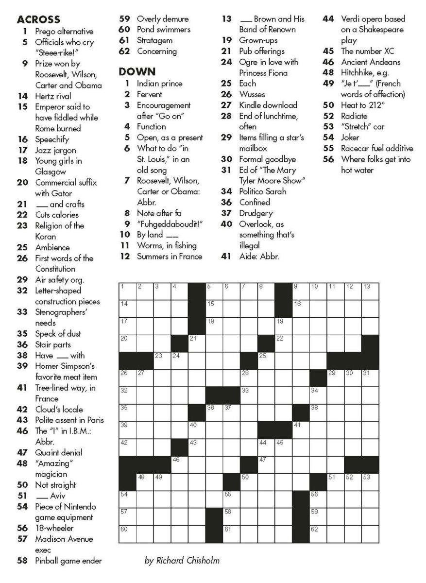 Daily Printable Crossword Puzzle