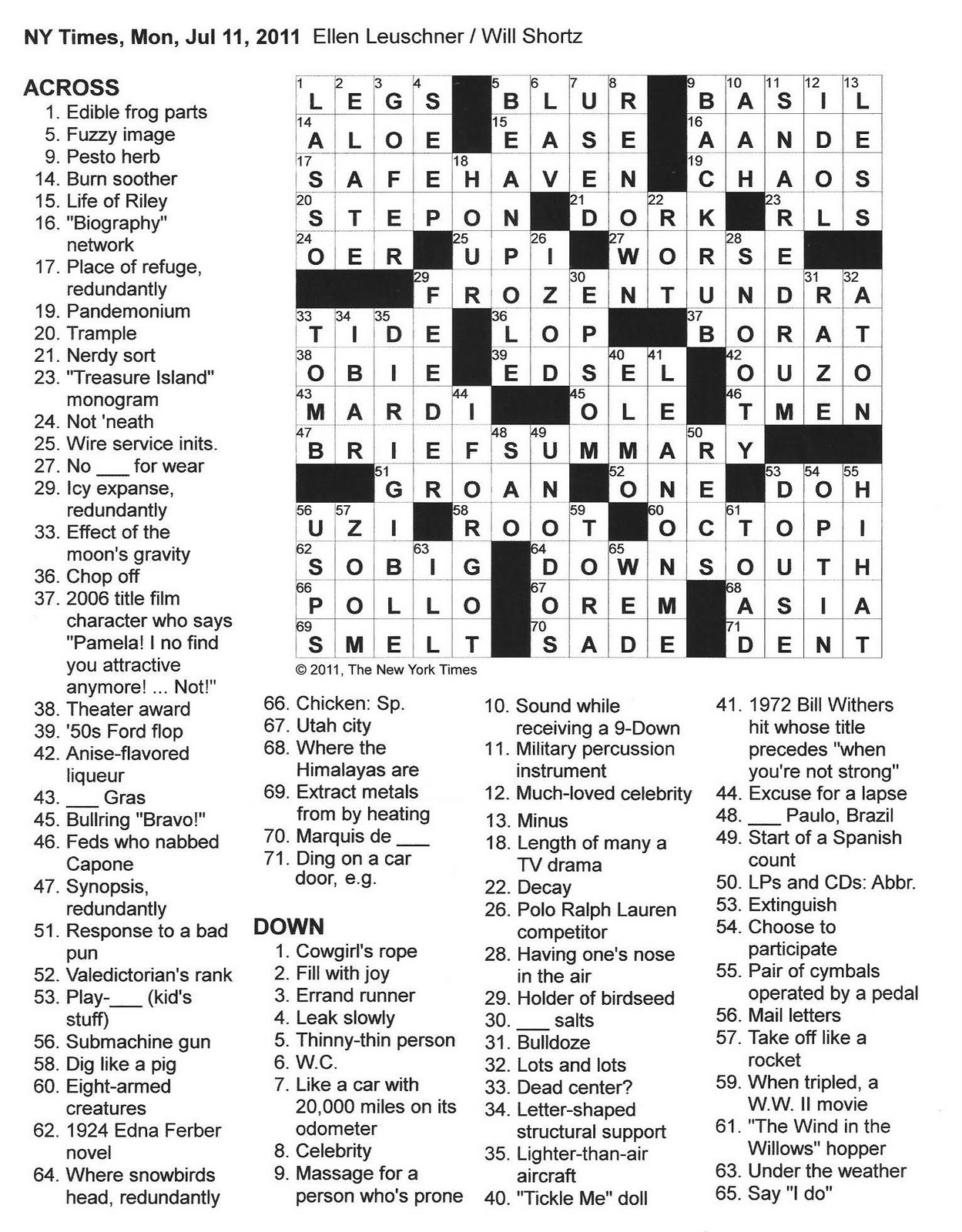 Desheep Product Nyt Crossword