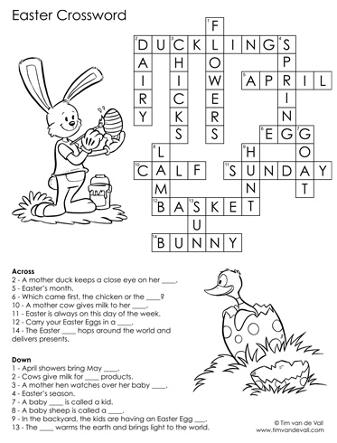 Easter Crossword Puzzle Tim 39 s Printables
