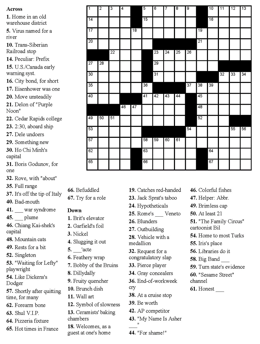 Easy Crossword Puzzles For Senior Activity 101 Printable Emma 