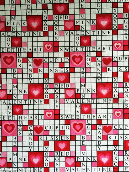 Fabric Crossword Hearts SHP Modern Cloth Nappies