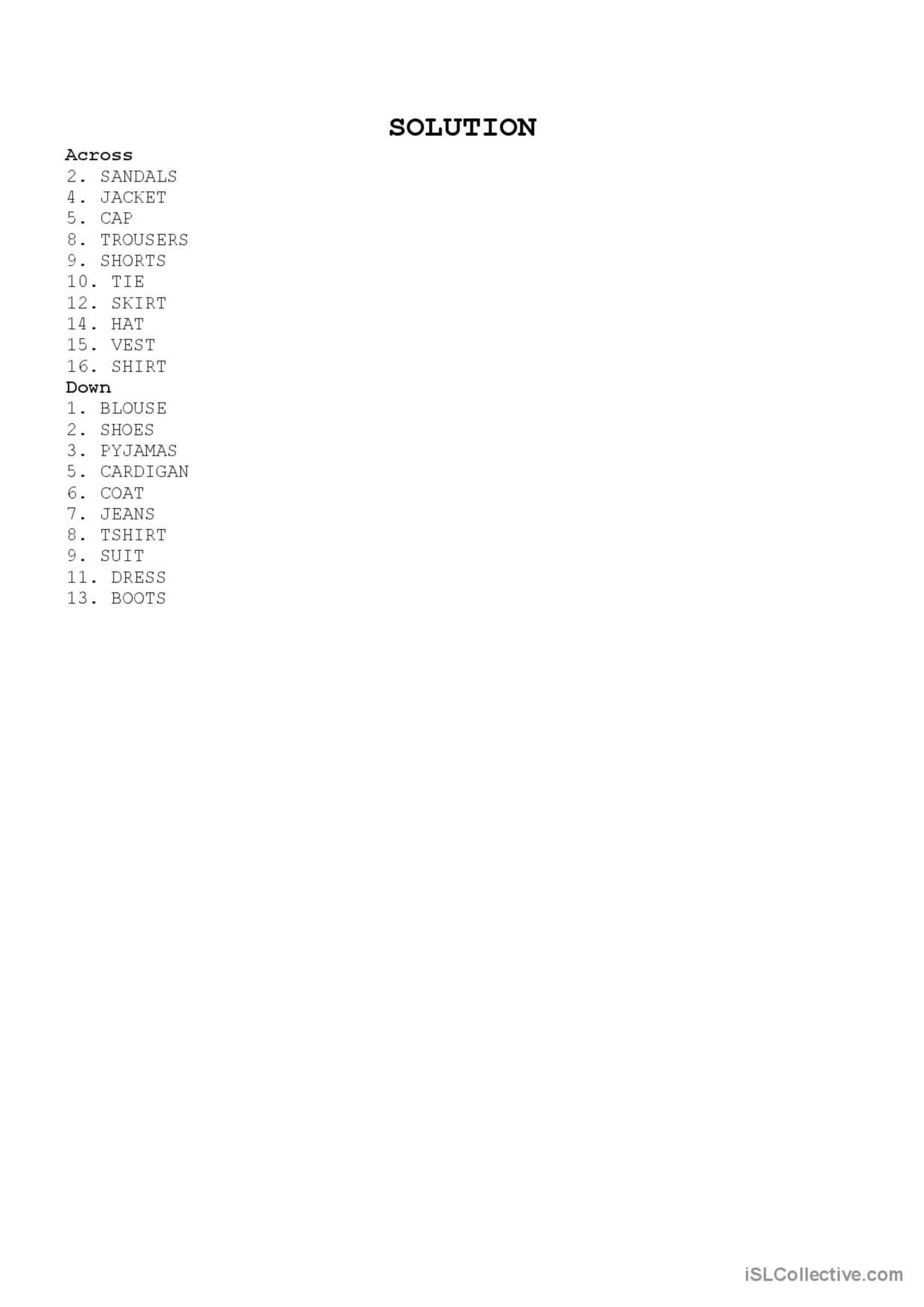 Fashion Crossword Crossword English ESL Worksheets Pdf Doc