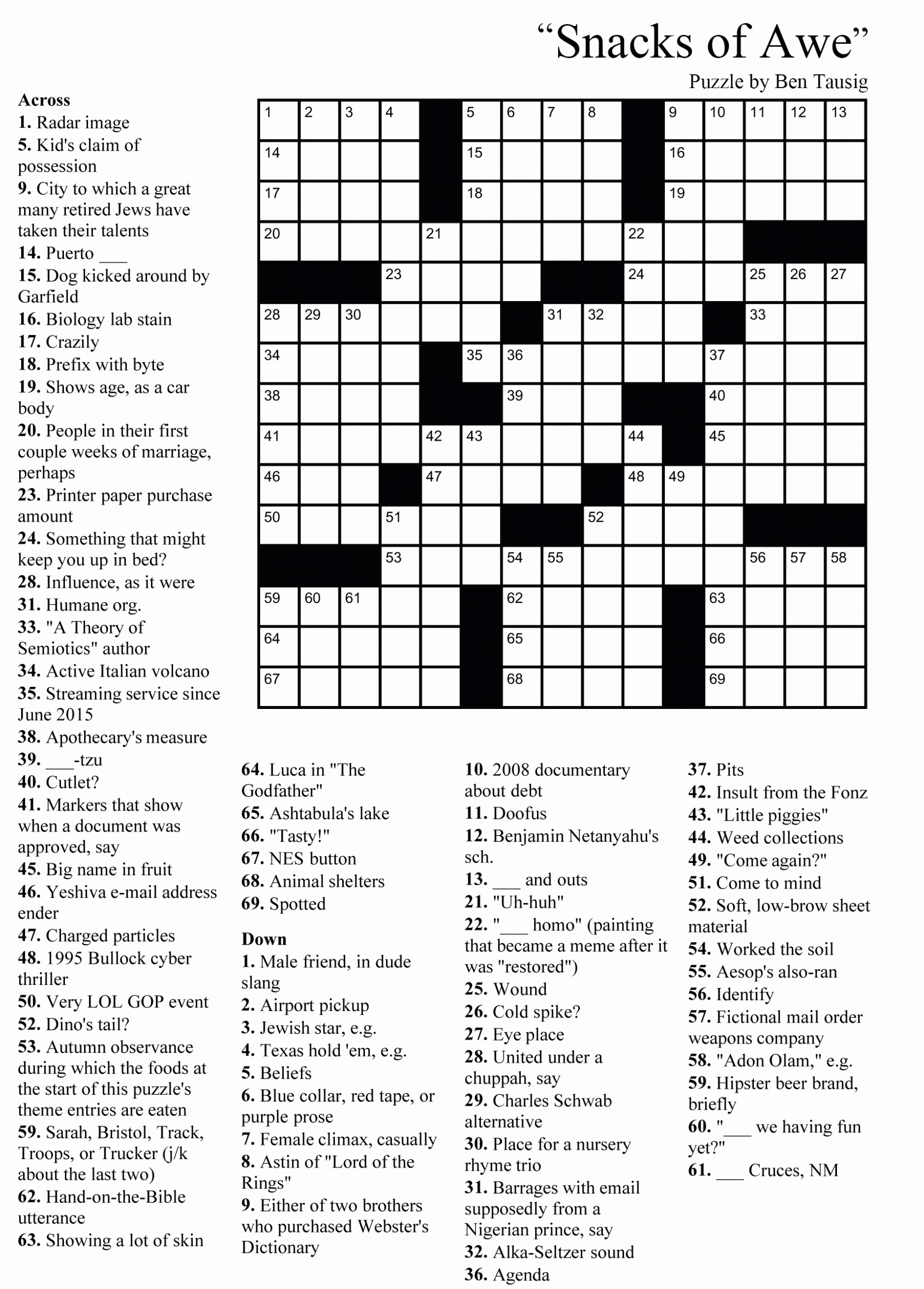 Free Easy Printable Crossword Puzzles For Adults Rossy Printable