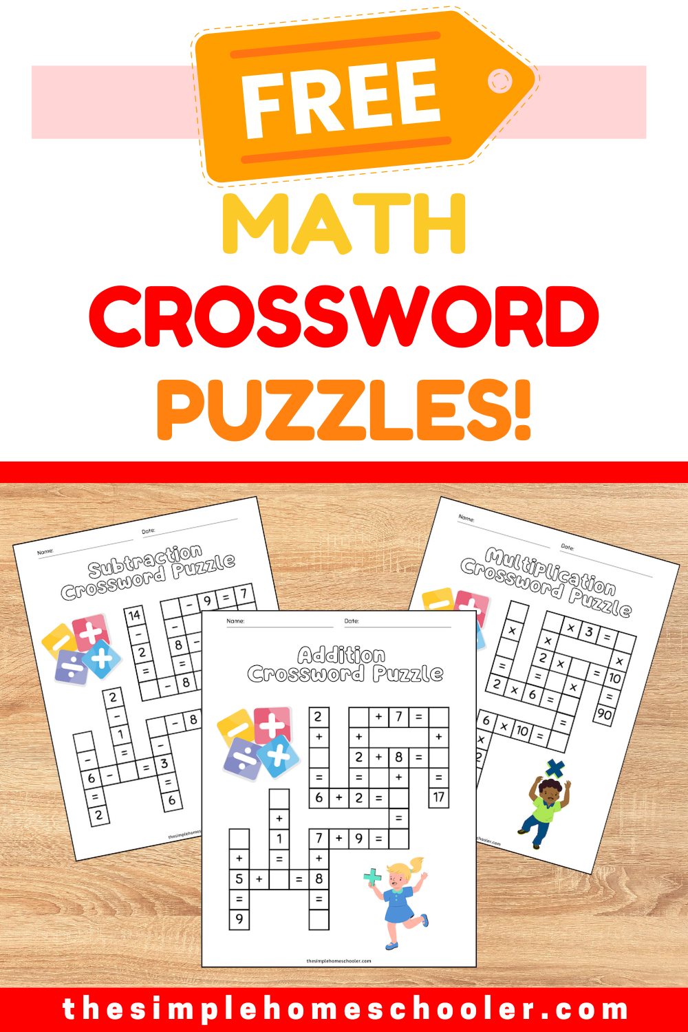 Free Marvelous Math Crossword Puzzle Printables The Simple 