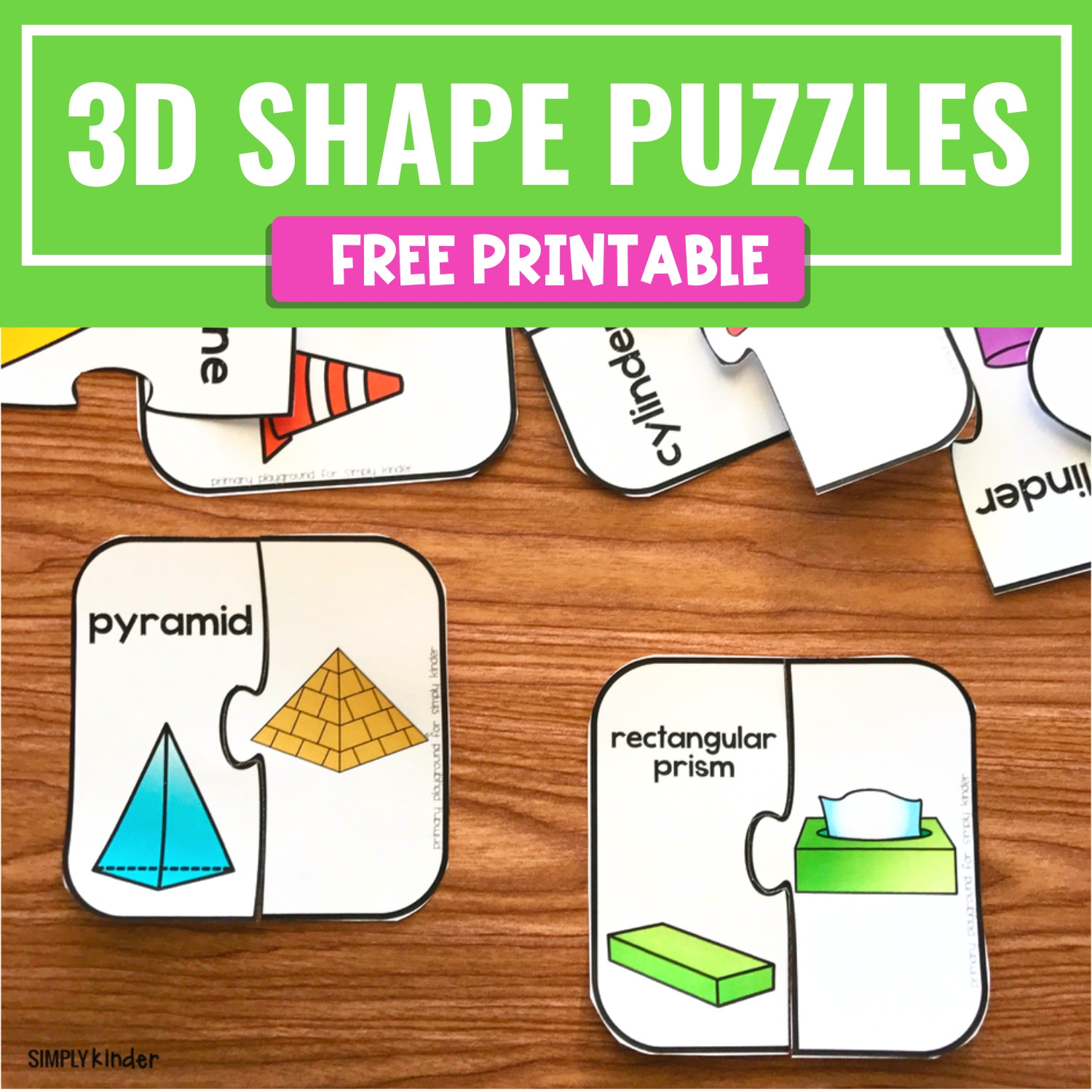 Free Printable 3D Shape Puzzles Simply Kinder