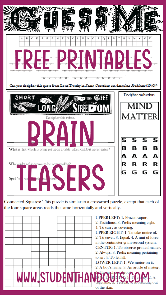 Free Printable Brain Teasers And Puzzles With Answers 50 OFF