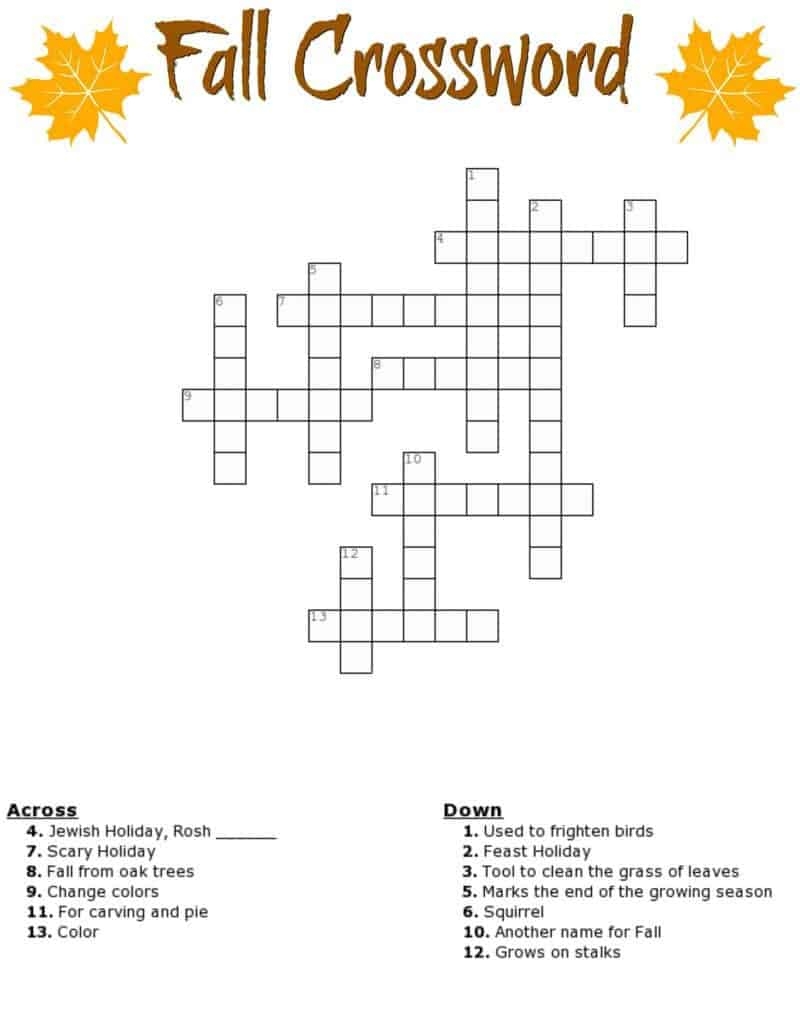 Free Printable Cross Word Puzzles