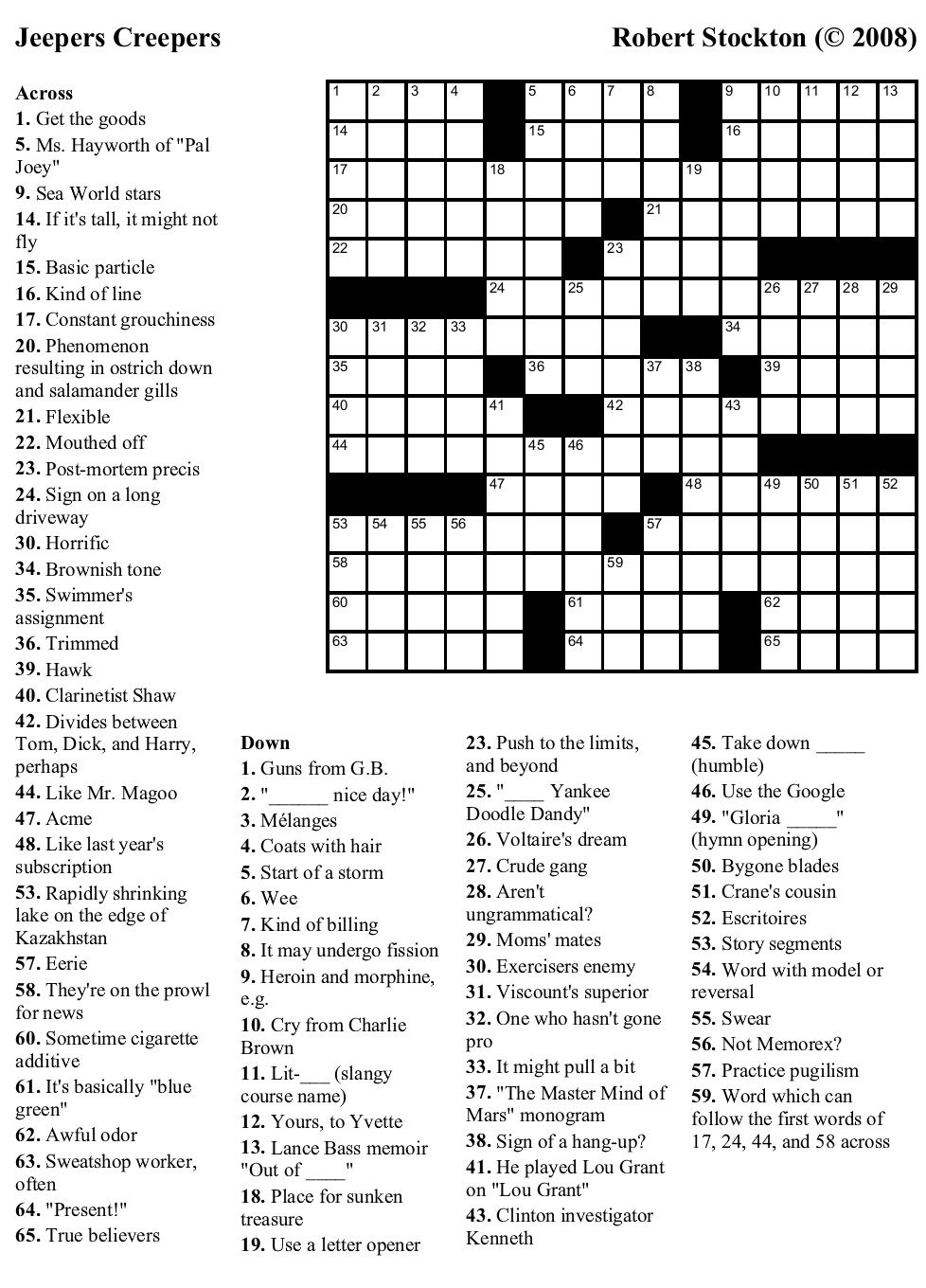 Free Printable Crossword Puzzle Maker With Answer Key Free Printable