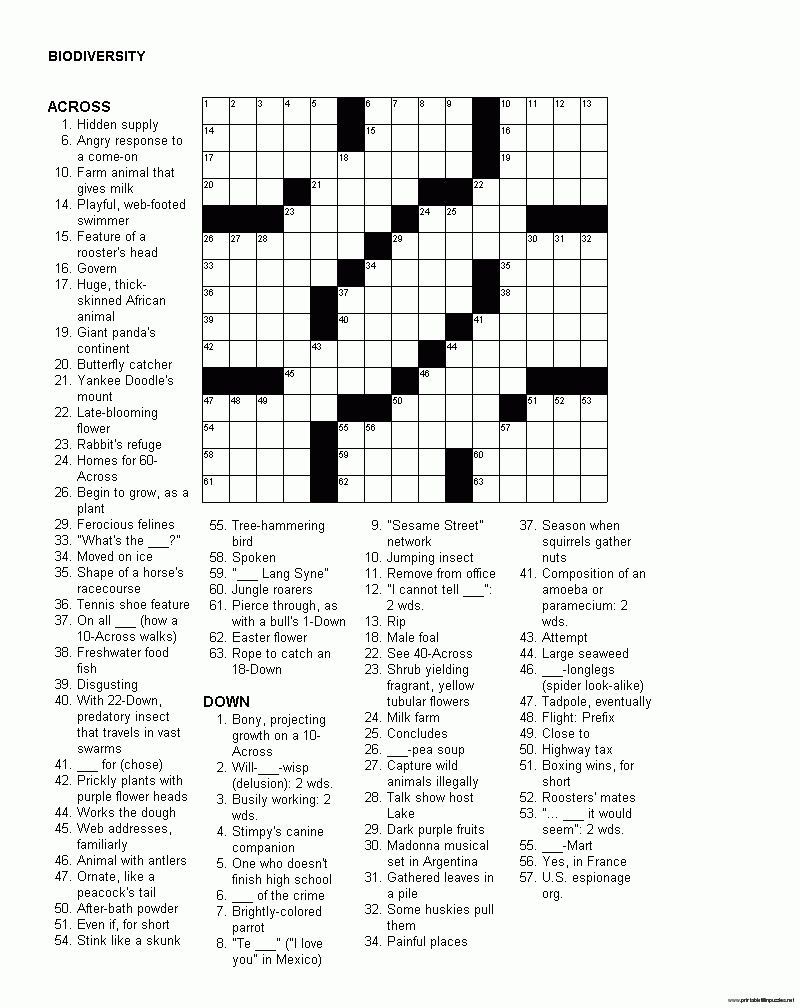 Free Printable Easy Crossword Puzzles Free Printable