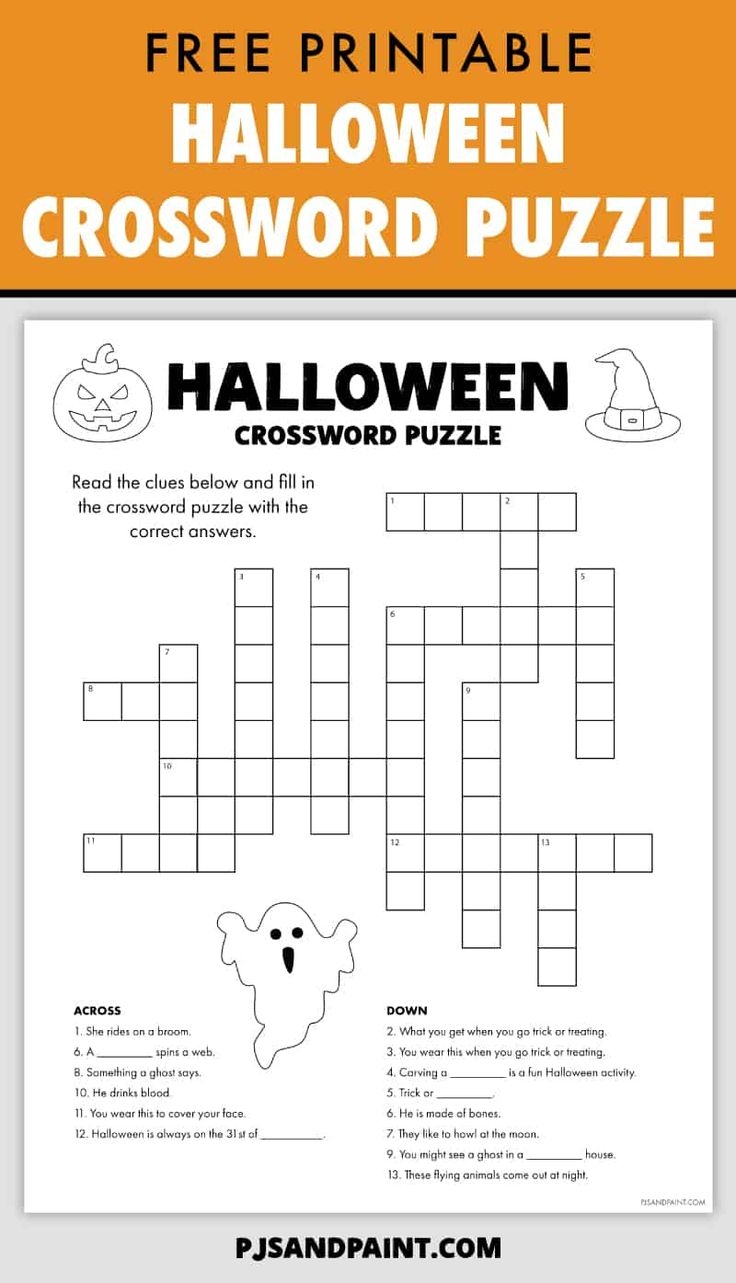 Free Printable Halloween Crossword Puzzle For Kids