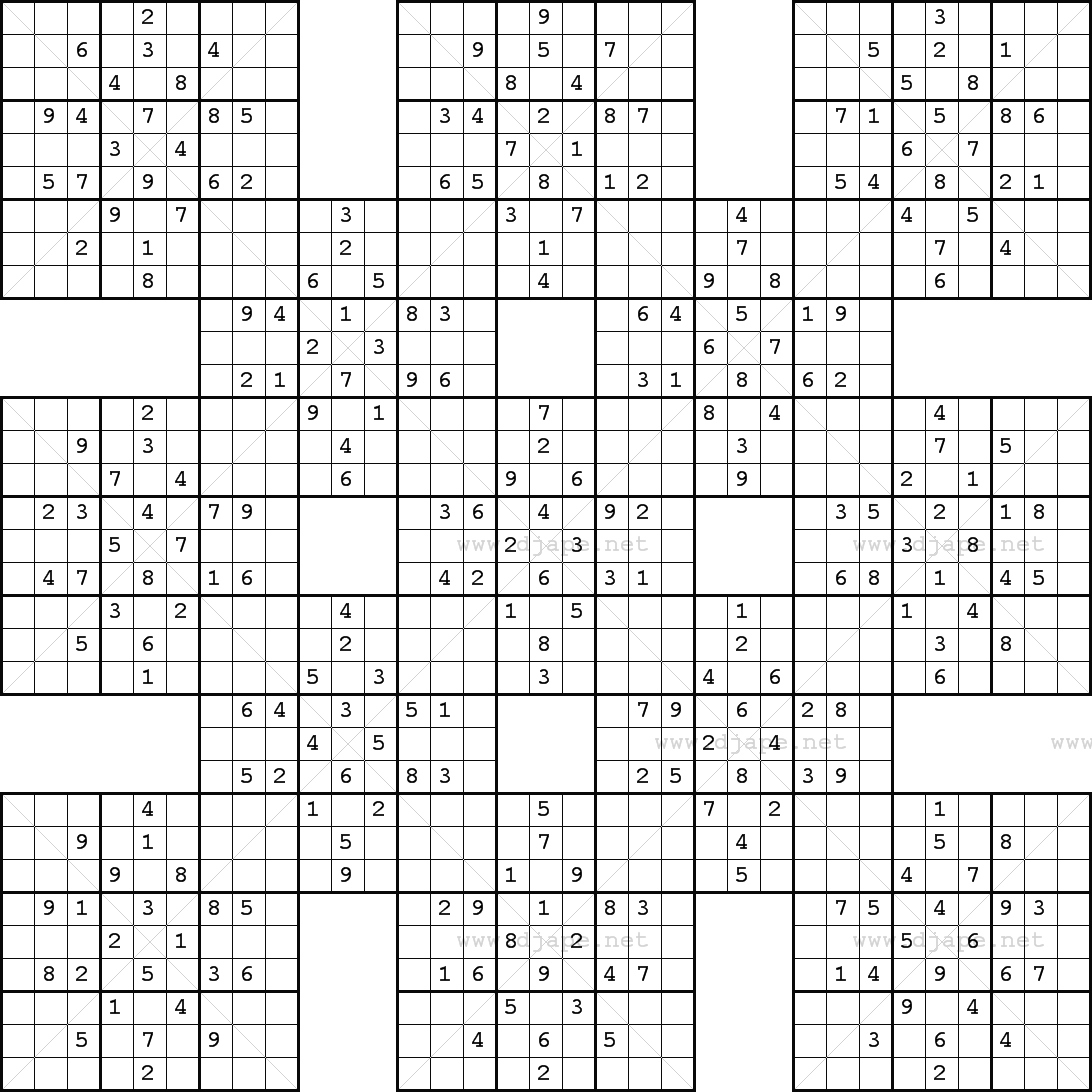 Free Printable Samurai Sudoku Sheets Sudoku Puzzles Printable