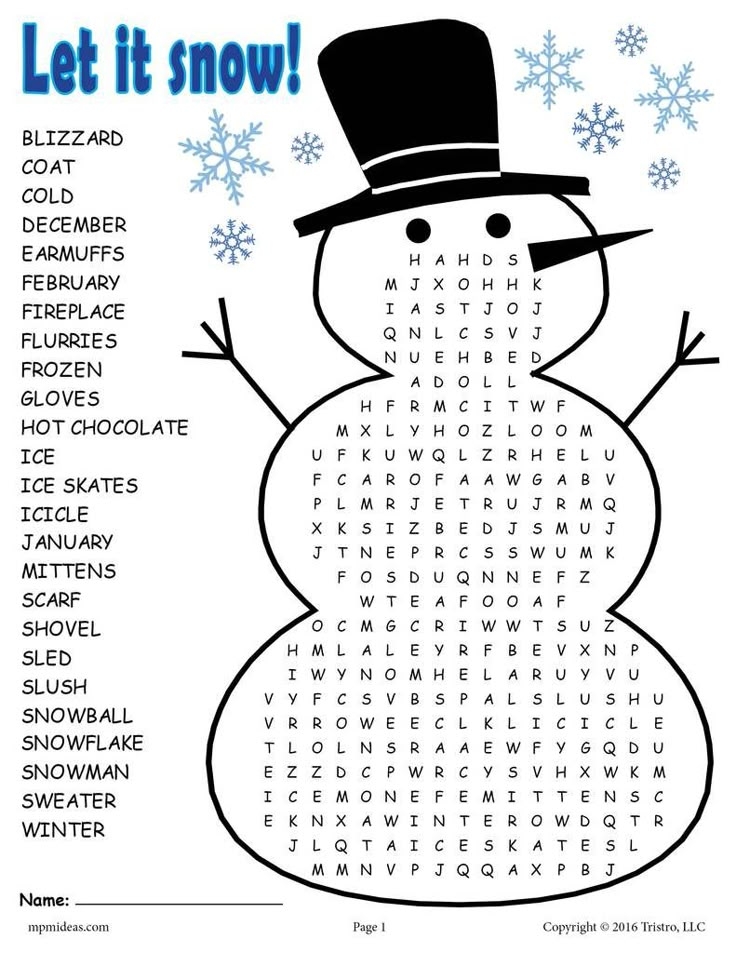 Free Printable Winter Word Puzzles Free Printable Winter Word Puzzles