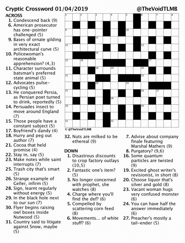 Globe Cryptic Crossword Printable James Crossword Puzzles