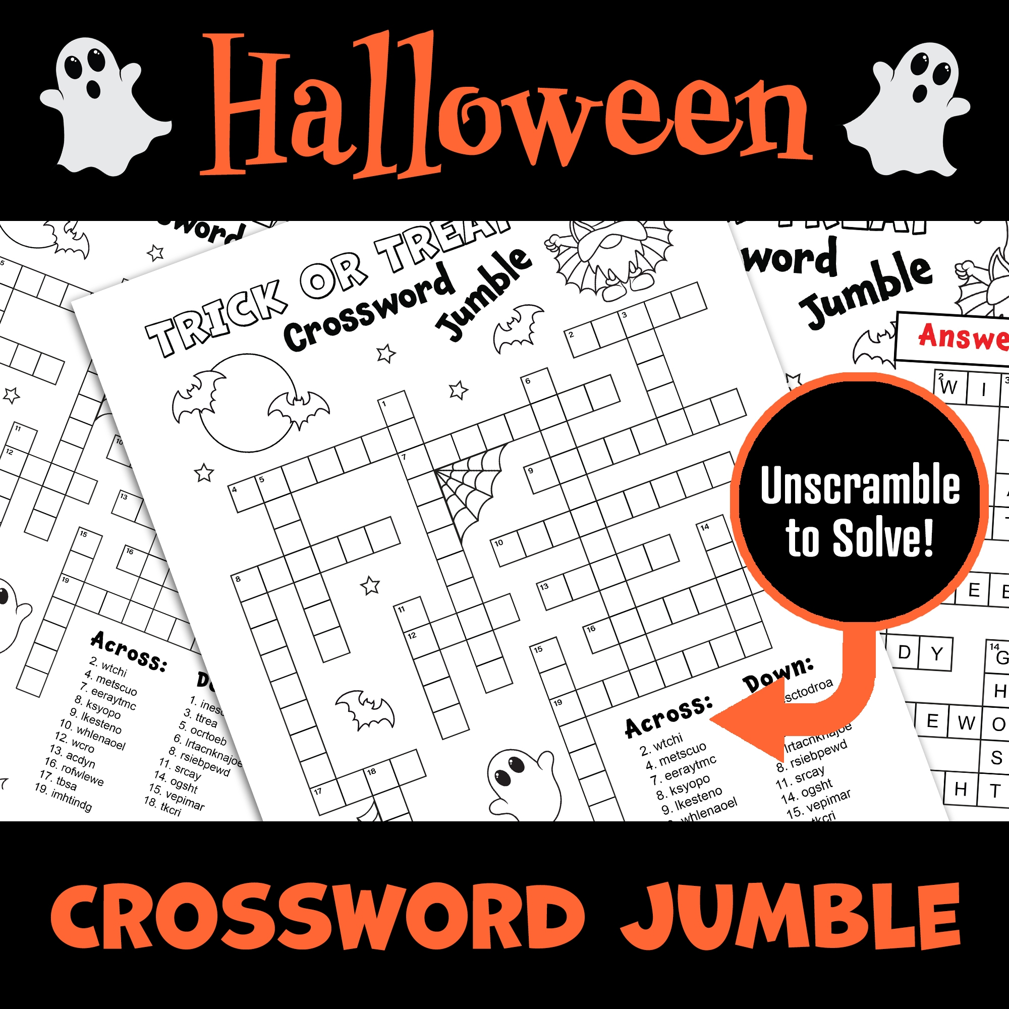 Halloween Crossword Jumble Puzzle Autumn Word Scramble Unscramble Halloween Crossword Jumble Puzzle Autumn Word Scramble Unscramble