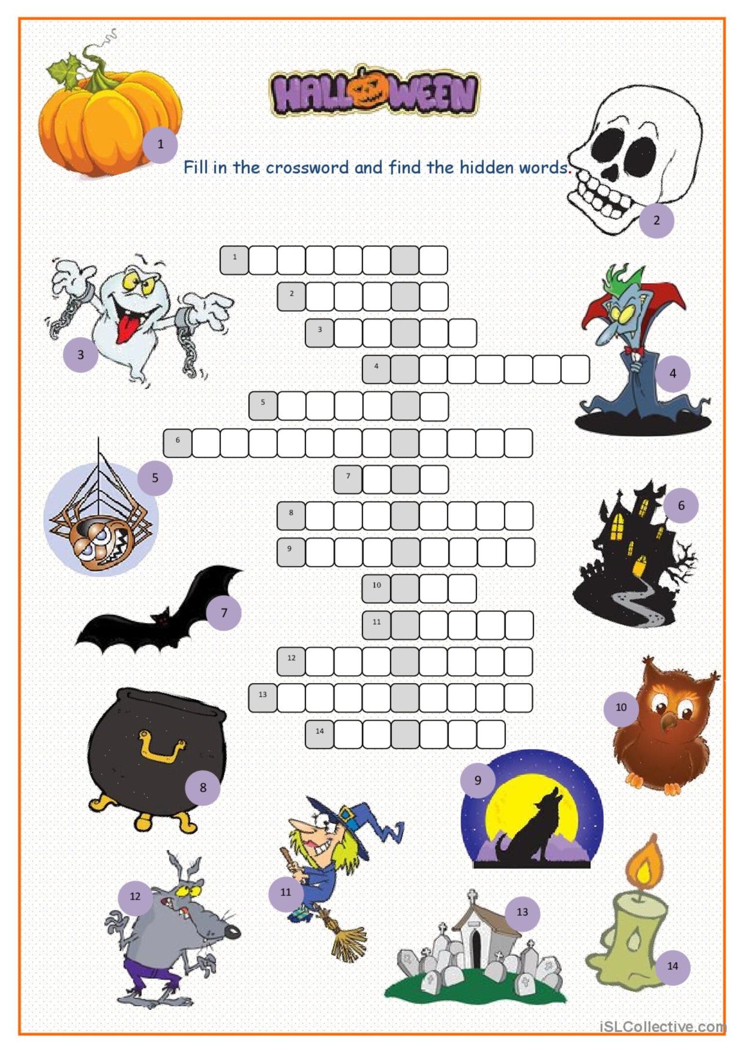 Halloween Crossword Puzzle Crossword English ESL Worksheets Pdf Doc