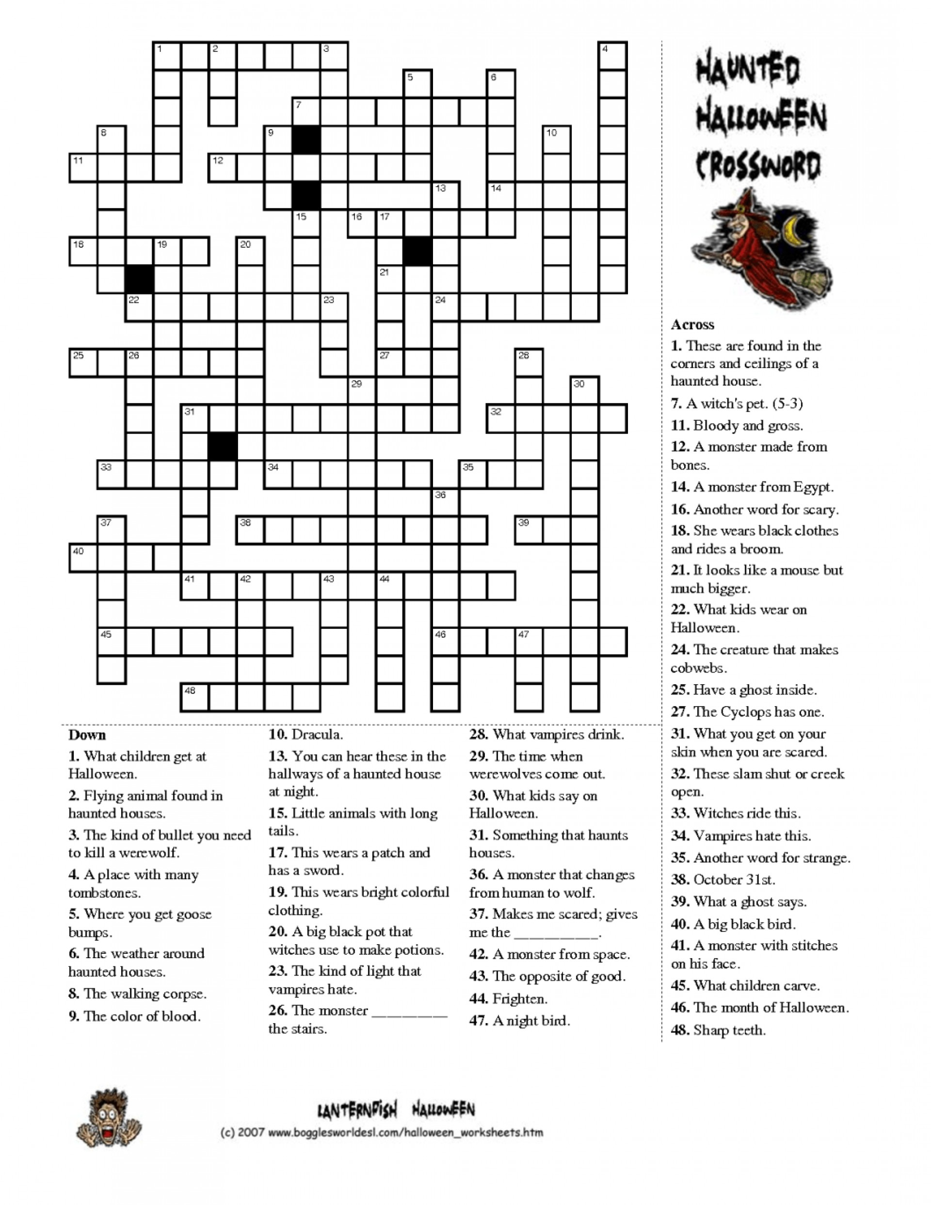 Halloween Crossword Puzzles For Adults Printable Printable Crossword