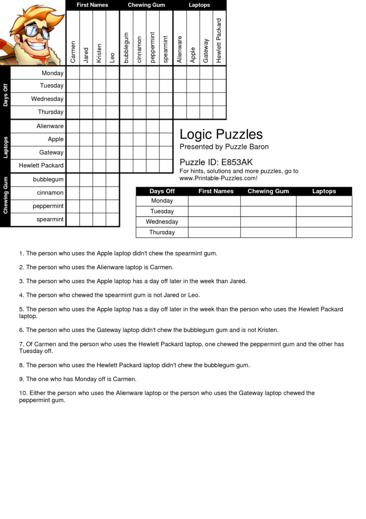 Halloween Logic Puzzles Free Printable Printable Logic Puzzles