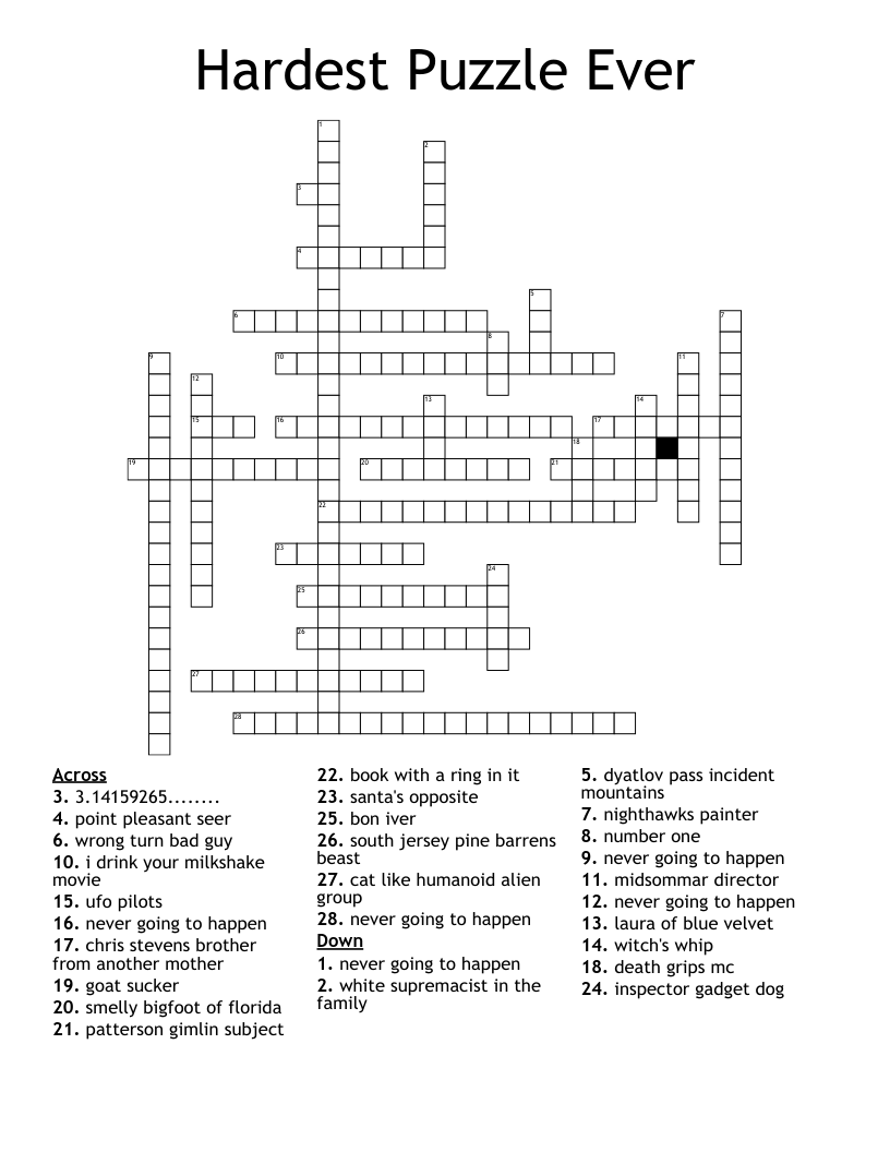 Hardest Crossword Puzzle Printable