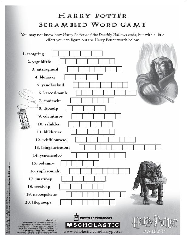 Harry Potter Spells Crossword Puzzle Printable Bopsoeffect