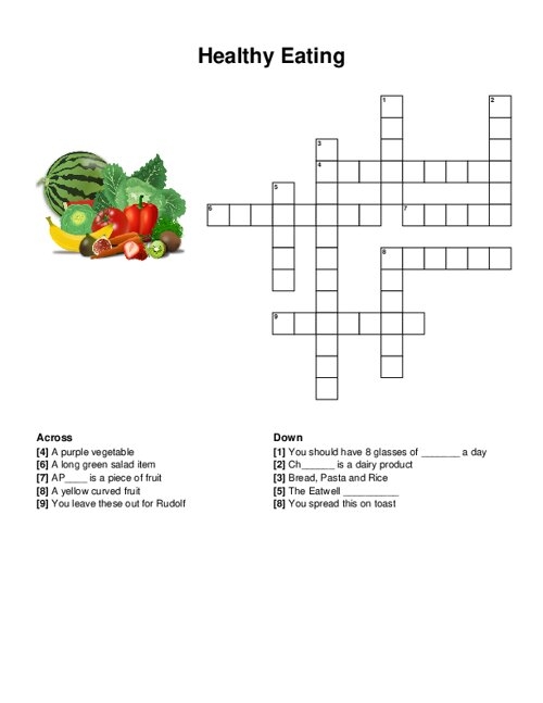 Healthy Eating Crossword Puzzle