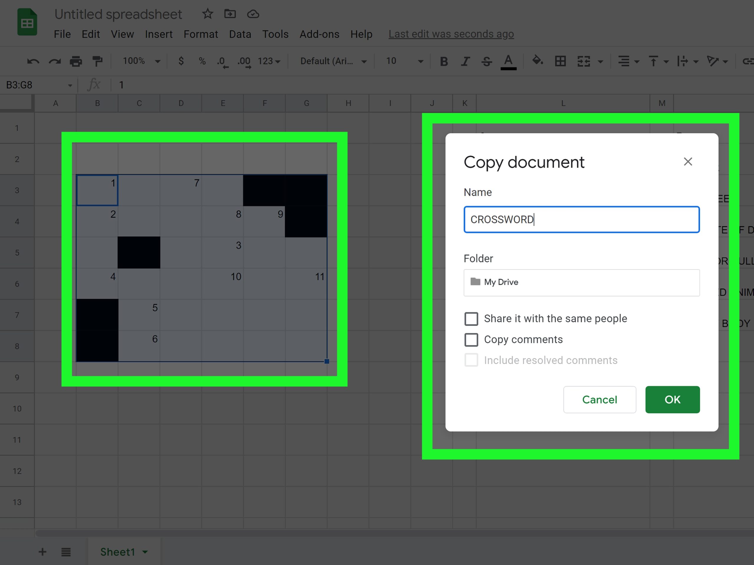 How To Make A Crossword Puzzle On Google Sheets