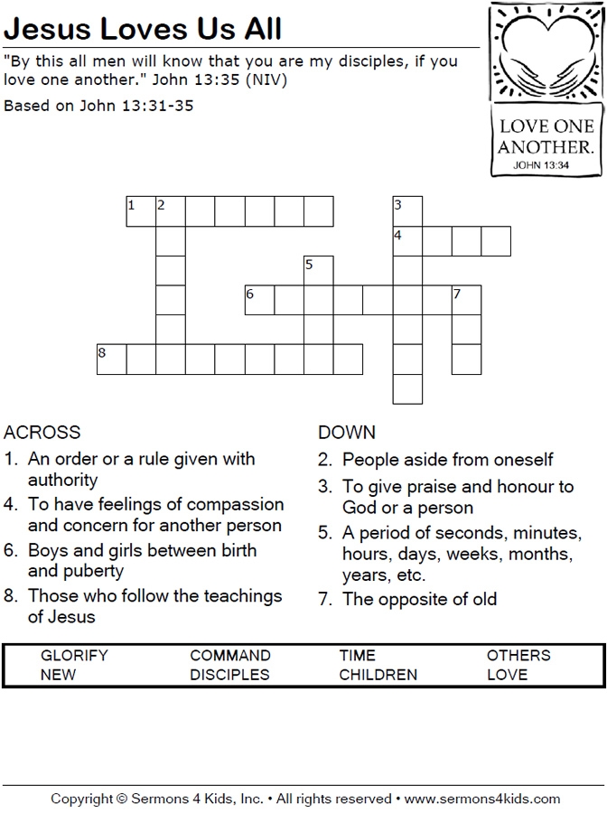 Jesus Loves Us All Crossword Sermons4Kids