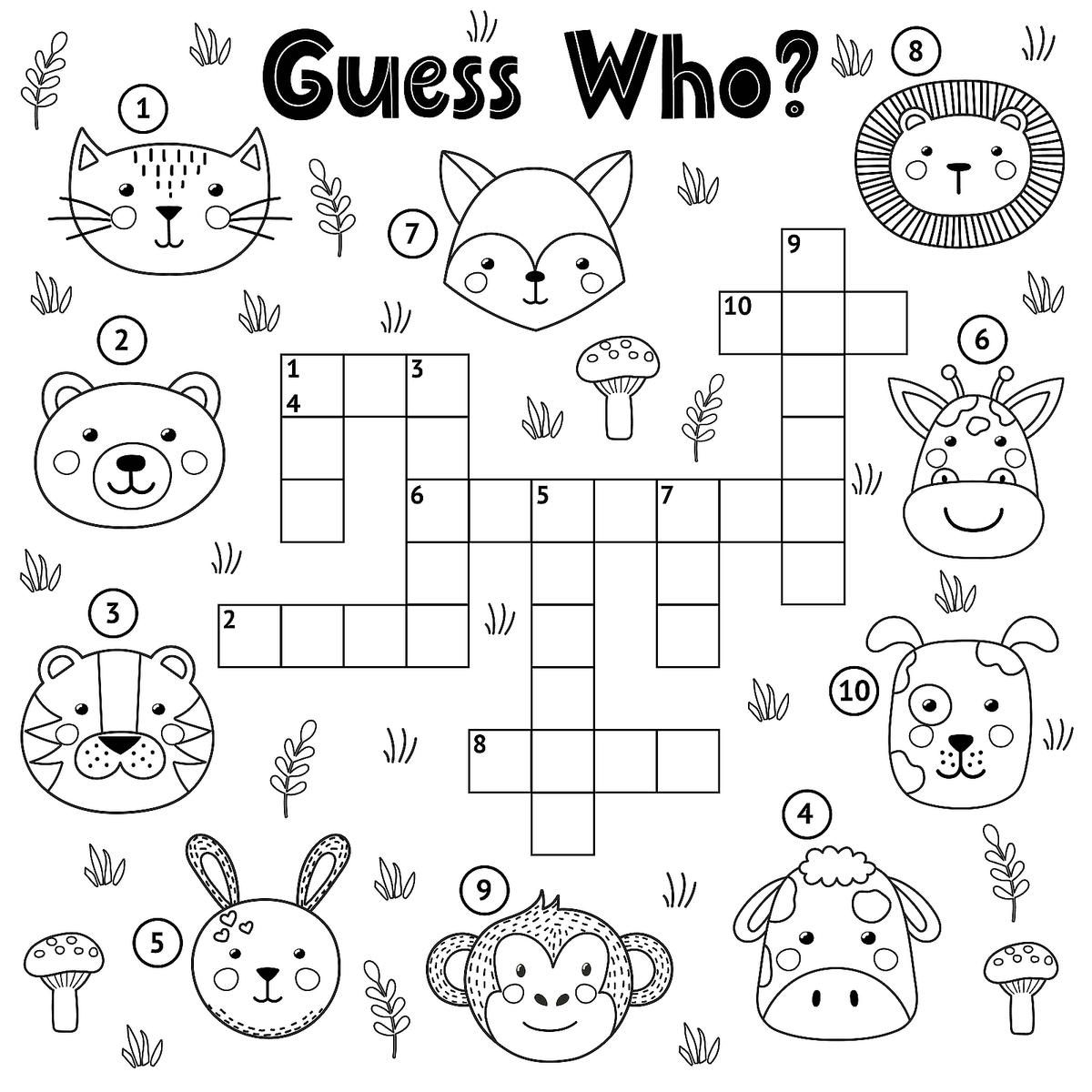 Kids Animals And Plants Crossword Puzzle Game