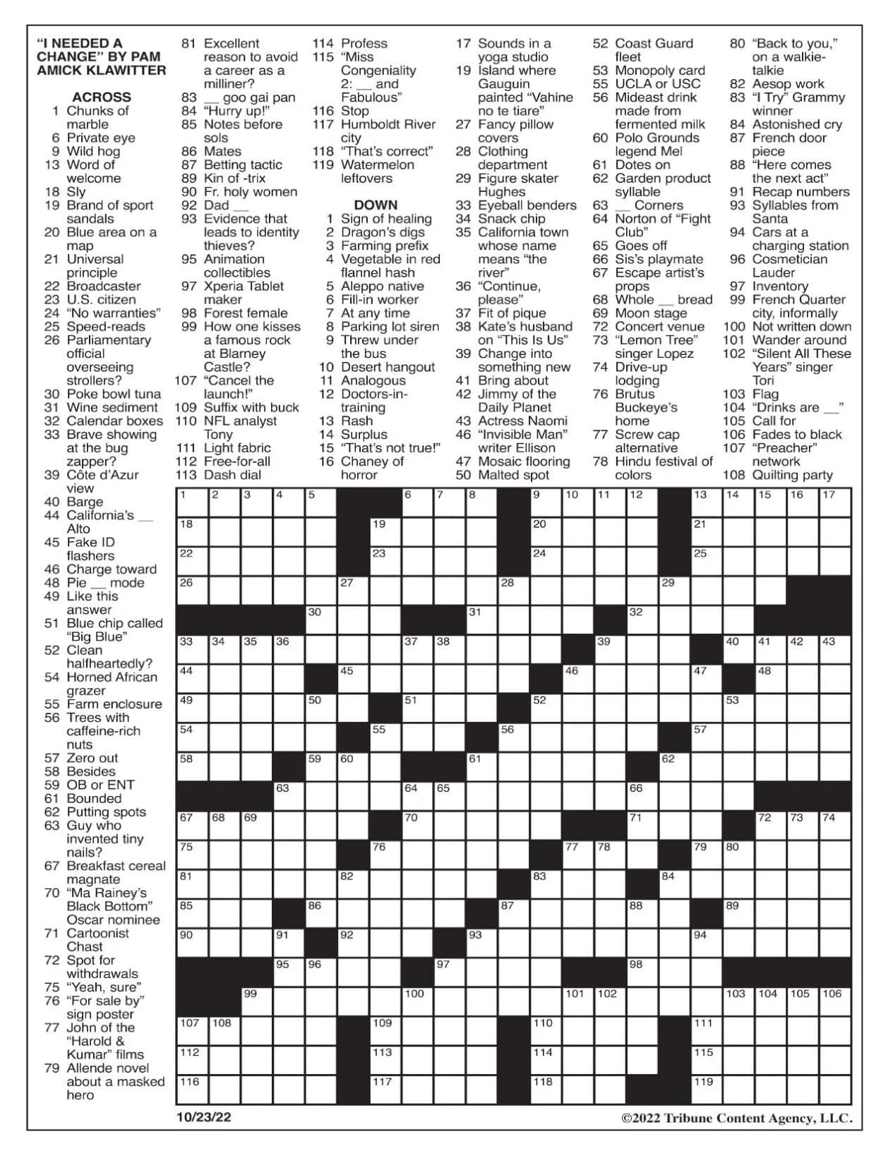 LA Crossword Puzzle Printable Printable JD