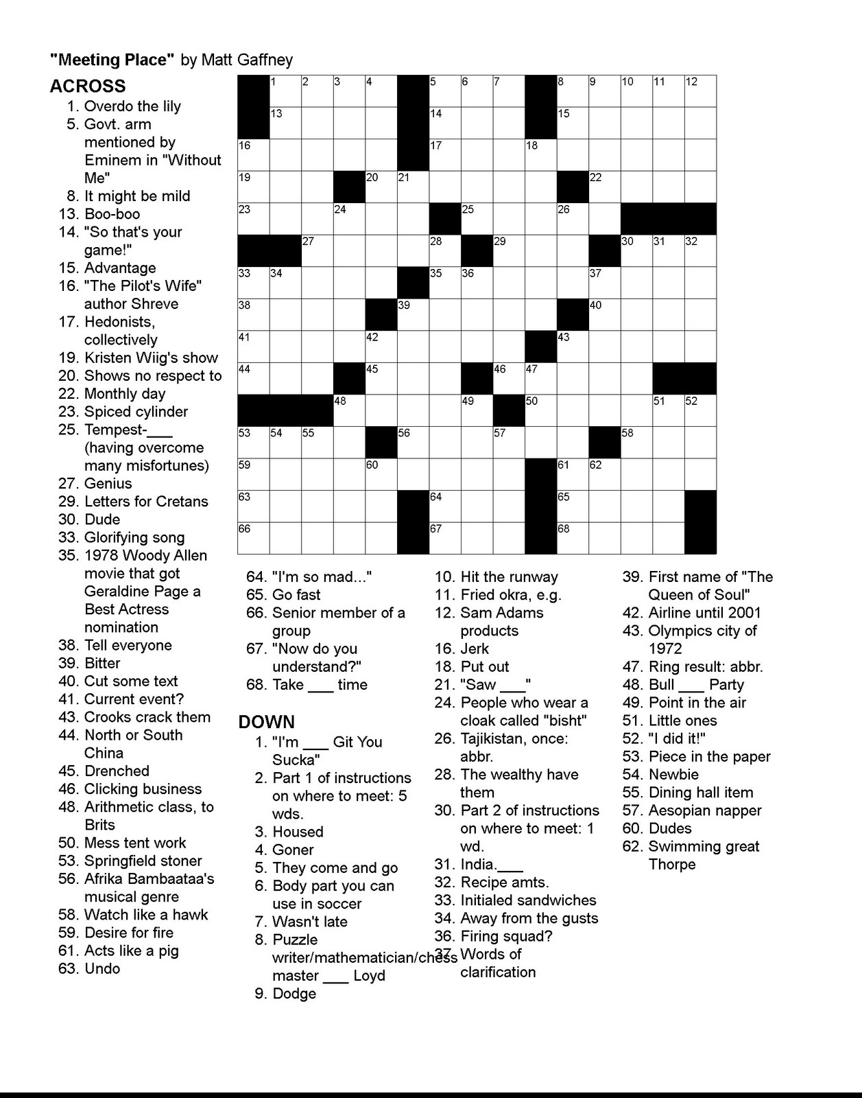 Los Angeles Times Crossword Puzzle Printable Printable Crossword Los Angeles Times Crossword Puzzle Printable Printable Crossword